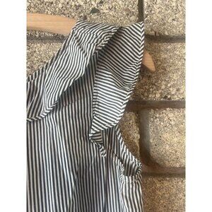 J.Crew Womens Striped Sleeveless Top With Ruffle Detail